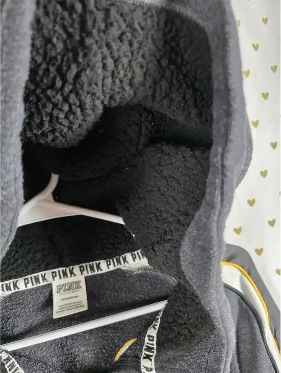 Victorias Secret Pink Rare Embroidered Dog Logo Quarter Zip Hooded Jacket SMALL - Picture 7 of 7